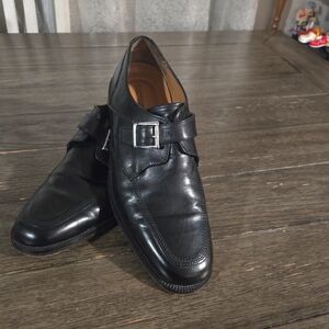 Bostonian Black Leather Single Monk Strap Loafers